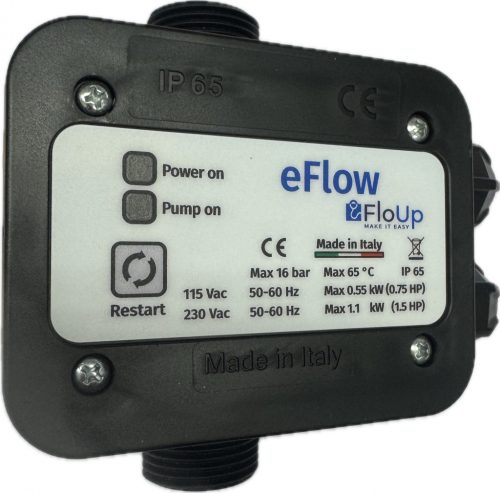 E-Flow elektronikus áramláskapcsoló  230V  50-60Hz max.: 1,5 kW szivattyú motorhoz 1"KM